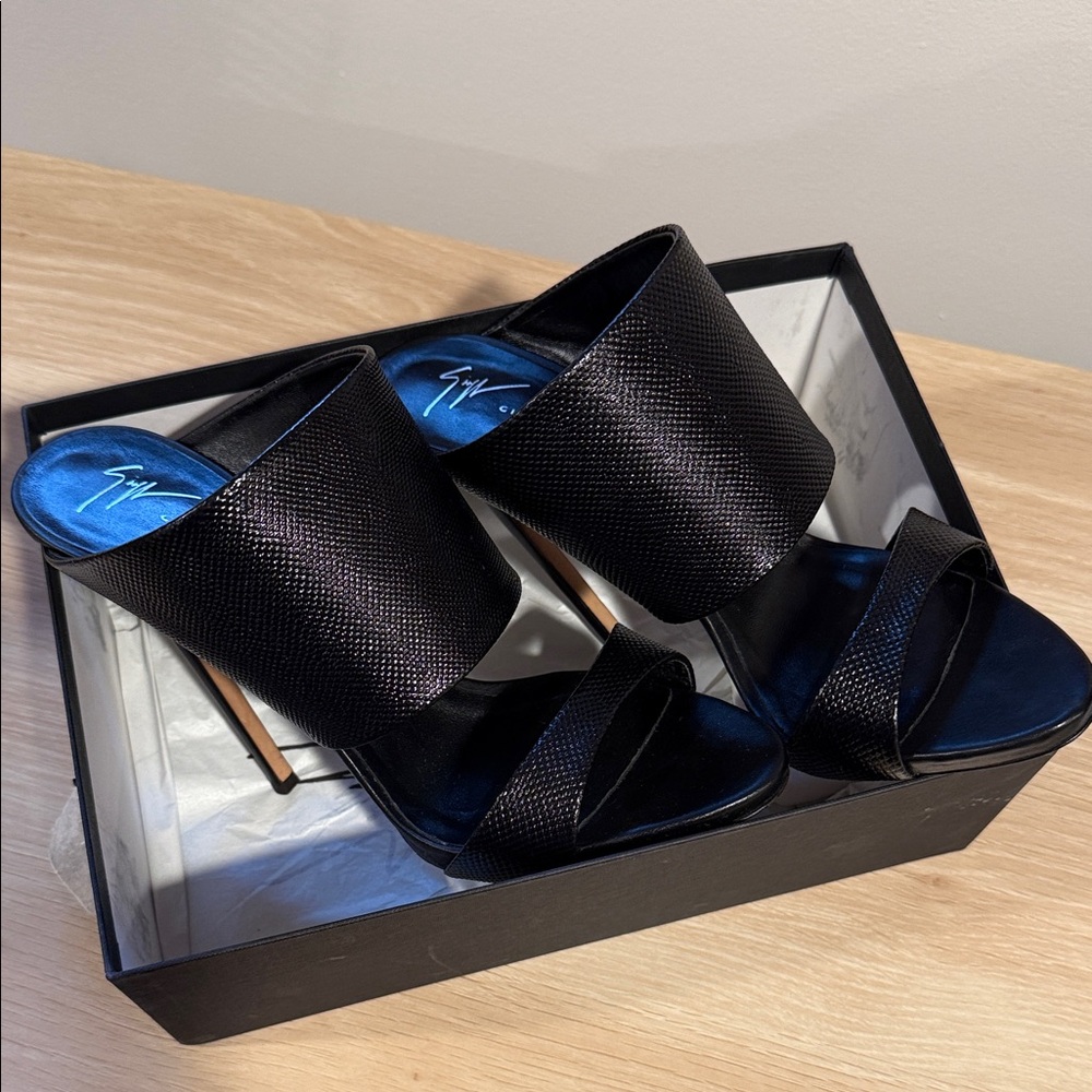 Rare Giuseppe Zanotti 110 Siutta Pl Black Women's Mules